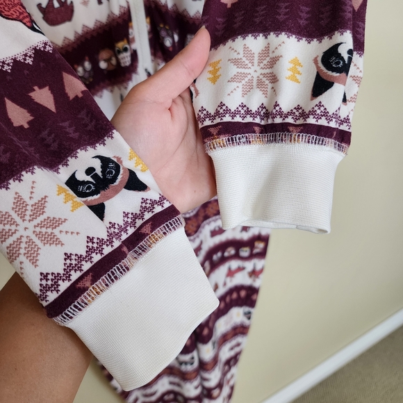 Cabin Fever Boho Tribal Onesie Pajamas Sz Small Stripe Animal Print Fox Owl Bear - Picture 3 of 10